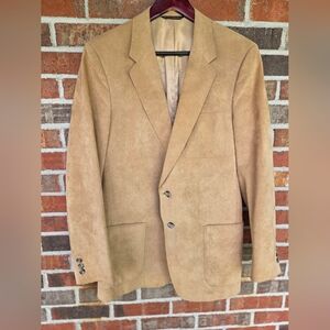 Classic Tan Suede Leather Custom Tailored Elkridge Sport Coat Size 44R